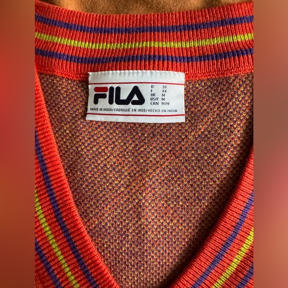 FILA Female Darby Argyle Tank Top Vest Size Medium Acrylic Multicolor V-Neck - Picture 6 of 7